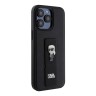 Karl Lagerfeld для iPhone 15 Pro Max чехол GripStand PU Saffiano NFT Karl Ikonik metal Hard Black