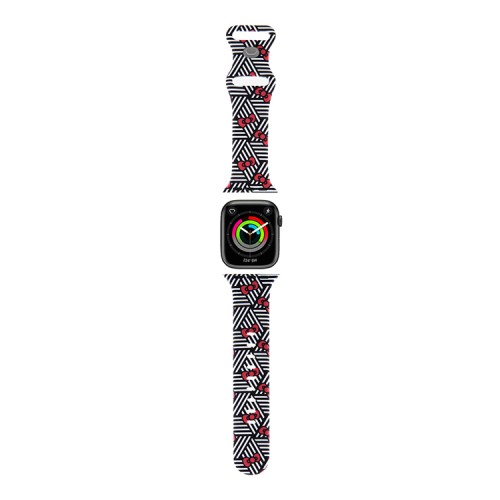 Hello Kitty для Apple Watch 42-41-40 mm ремешок Liquid silicone Bows and Stripes Black