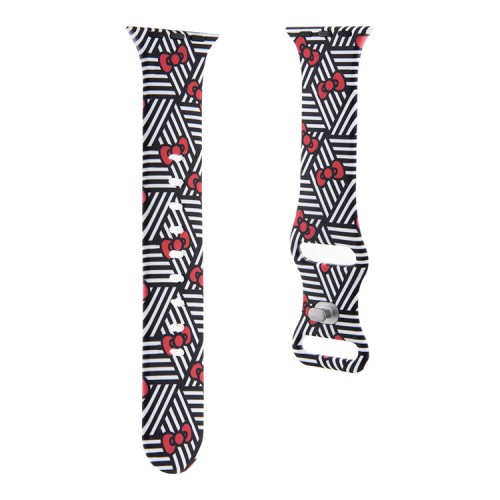 Hello Kitty для Apple Watch 42-41-40 mm ремешок Liquid silicone Bows and Stripes Black