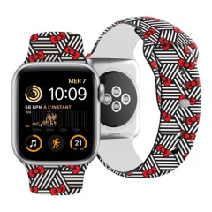 Hello Kitty для Apple Watch 42-41-40 mm ремешок Liquid silicone Bows and Stripes Black
