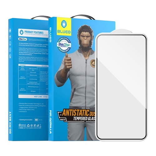 BlueO стекло для Galaxy S24, Silk Full cover Anti-Static Black (с рамкой, антистатик)