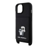 Karl Lagerfeld для iPhone 15 чехол Crossbody cardslot PU Saffiano NFT Karl&Choup Metal Hard Black