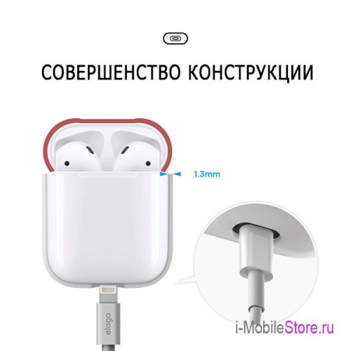 Чехол Elago Silicone DUO для AirPods 1/2, прозрачный с крышками Rose и Coral Blue