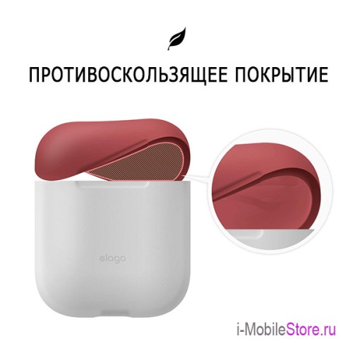 Чехол Elago Silicone DUO для AirPods 1/2, прозрачный с крышками Rose и Coral Blue