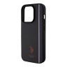 U.S. Polo для iPhone 15 Pro чехол PU Double horse logo and Tricolor line Hard Black