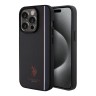 U.S. Polo для iPhone 15 Pro чехол PU Double horse logo and Tricolor line Hard Black