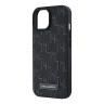Karl Lagerfeld для iPhone 15 чехол PU Monogram & Metal Camera frame Hard Black (MagSafe)