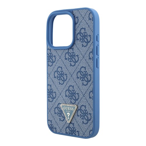 Guess для iPhone 16 Pro чехол PU кожа 4G Triangle Diamond logo Blue