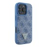Guess для iPhone 16 Pro чехол PU кожа 4G Triangle Diamond logo Blue