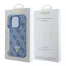 Guess для iPhone 16 Pro чехол PU кожа 4G Triangle Diamond logo Blue