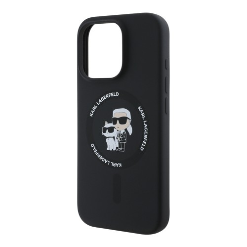 Karl Lagerfeld для iPhone 16 Pro чехол Liquid Silicone NFT Karl&Choupette Black (MagSafe)