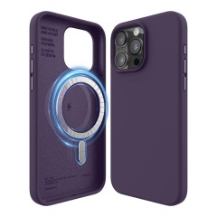 Elago для iPhone 15 Pro Max чехол Soft silicone (Liquid) Deep Purple (MagSafe)