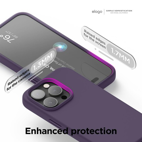 Elago для iPhone 15 Pro Max чехол Soft silicone (Liquid) Deep Purple (MagSafe)