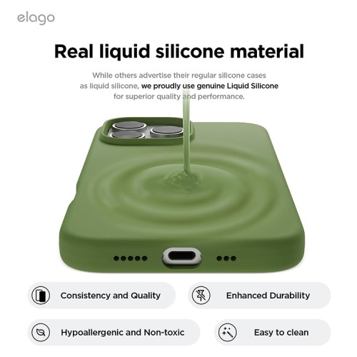 Elago для iPhone 16 Pro чехол Soft silicone (Liquid) Cedar Green