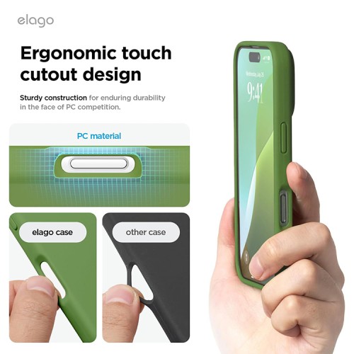 Elago для iPhone 16 Pro чехол Soft silicone (Liquid) Cedar Green