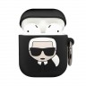 Чехол Karl Lagerfeld Silicone с кольцом для Airpods 1/2, черный
