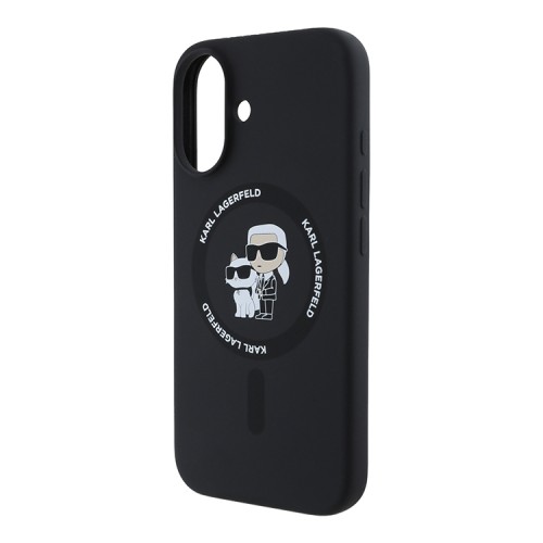Karl Lagerfeld для iPhone 16 чехол Liquid Silicone NFT Karl & Choupette Hard Black (MagSafe)