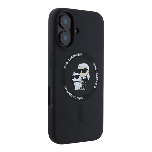 Karl Lagerfeld для iPhone 16 чехол Liquid Silicone NFT Karl & Choupette Hard Black (MagSafe)