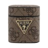 Чехол Guess 4G PU leather case with metal logo для Airpods 1/2, коричневый