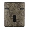Чехол Guess 4G PU leather case with metal logo для Airpods 1/2, коричневый