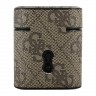 Чехол Guess 4G PU leather case with metal logo для Airpods 1/2, коричневый