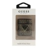 Чехол Guess 4G PU leather case with metal logo для Airpods 1/2, коричневый