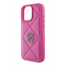 DKNY для iPhone 16 Pro Max чехол PU Quilted Stack metal logo Hard Pink
