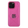 DKNY для iPhone 16 Pro Max чехол PU Quilted Stack metal logo Hard Pink