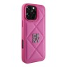 DKNY для iPhone 16 Pro Max чехол PU Quilted Stack metal logo Hard Pink