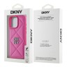 DKNY для iPhone 16 Pro Max чехол PU Quilted Stack metal logo Hard Pink