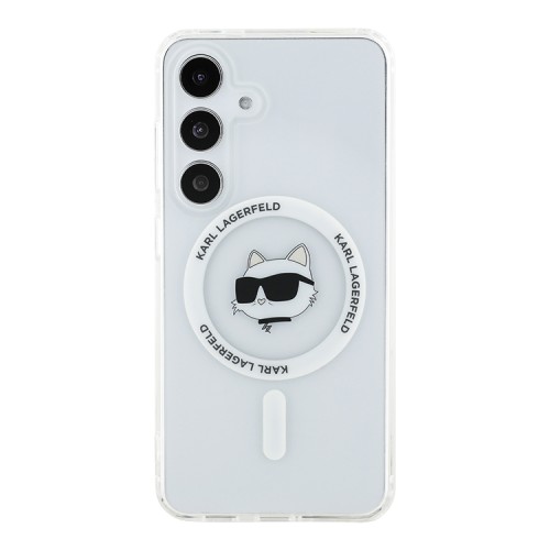 Karl Lagerfeld для Galaxy S25+ чехол PC/TPU NFT Choupette Head Metal camera Hard White (MagSafe)