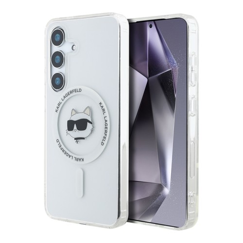 Karl Lagerfeld для Galaxy S25+ чехол PC/TPU NFT Choupette Head Metal camera Hard White (MagSafe)