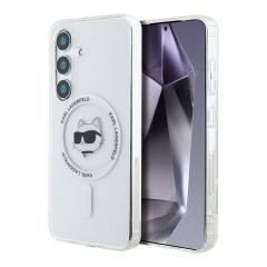 Karl Lagerfeld для Galaxy S25+ чехол PC/TPU NFT Choupette Head Metal camera Hard White (MagSafe)