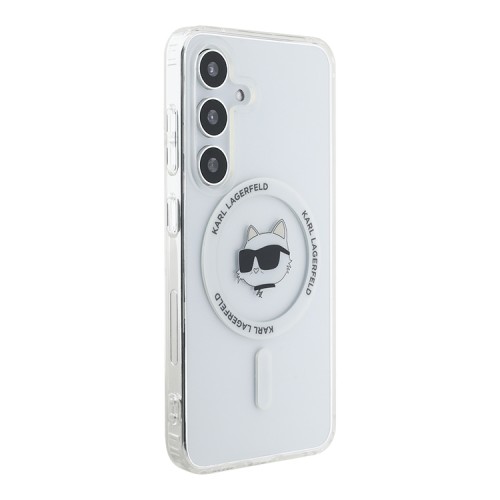 Karl Lagerfeld для Galaxy S25+ чехол PC/TPU NFT Choupette Head Metal camera Hard White (MagSafe)