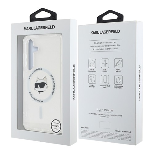 Karl Lagerfeld для Galaxy S25+ чехол PC/TPU NFT Choupette Head Metal camera Hard White (MagSafe)