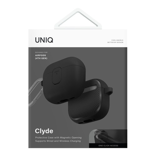 Uniq для Airpods 4 чехол CLYDE Lock case Charcoal/Dark Grey