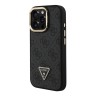 Guess для iPhone 16 Pro Max чехол PU 4G Triangle metal logo and Camera Stand Hard Black (MagSafe)