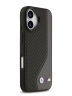 BMW для iPhone 17 чехол M-series PU Carbon/Smooth Metal logo Hard Black/Grey (MagSafe)