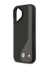 BMW для iPhone 17 чехол M-series PU Carbon/Smooth Metal logo Hard Black/Grey (MagSafe)