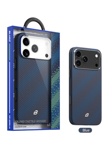 BlueO чехол для iPhone 17 Pro, Tactile Woven Armor Aramid fiber (Kevlar) Galaxy Blue (MagSafe)