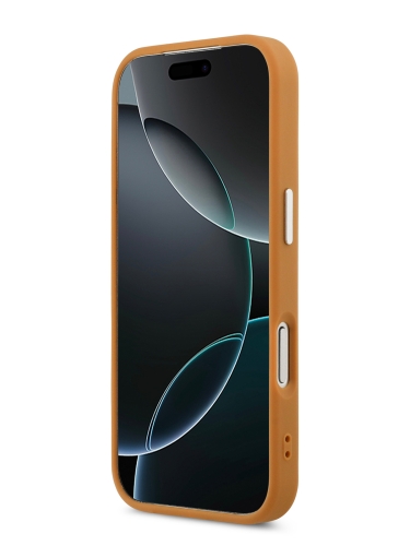 Karl Lagerfeld для iPhone 17 Pro чехол PU Perforated Round logo Metal camera Hard Brown (MagSafe)