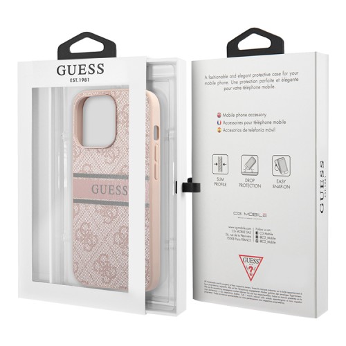 Чехол Guess 4G Stripe printed logo Hard для iPhone 13 Pro Max, розовый