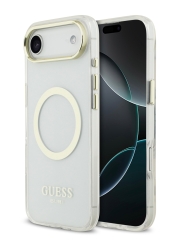 Guess для iPhone Air чехол IML Metal outline and Camera Hard Transparent/Gold (MagSafe)