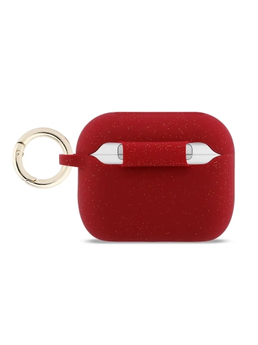 Guess для Airpods Pro 3  чехол Silicone with ring Glitter/Fuchsia