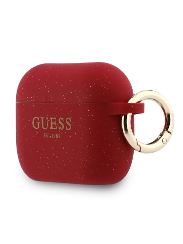 Guess для Airpods Pro 3  чехол Silicone with ring Glitter/Fuchsia