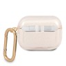 Чехол Guess Transparent Glitter 4G с карабином для Airpods Pro, золотой