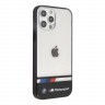 Чехол BMW Motorsport Tricolor Stripe Hard Transparent для iPhone 12 | 12 Pro, черная рамка