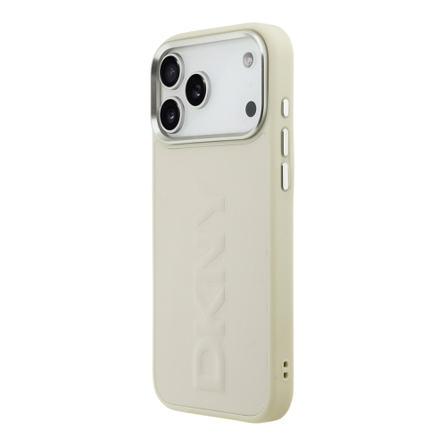 DKNY для iPhone 17 Pro Max чехол PU Large Embossed Vertical logo Metal camera Hard White