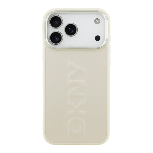 DKNY для iPhone 17 Pro Max чехол PU Large Embossed Vertical logo Metal camera Hard White