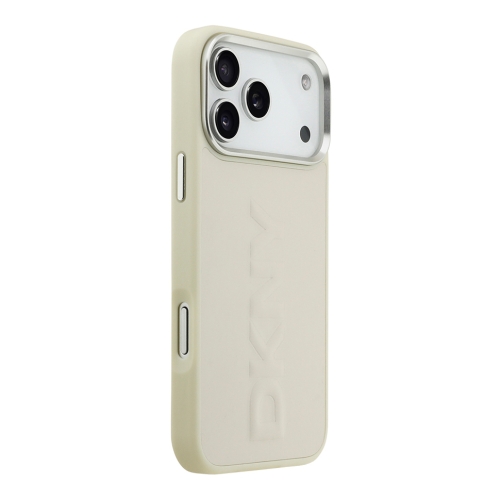 DKNY для iPhone 17 Pro Max чехол PU Large Embossed Vertical logo Metal camera Hard White